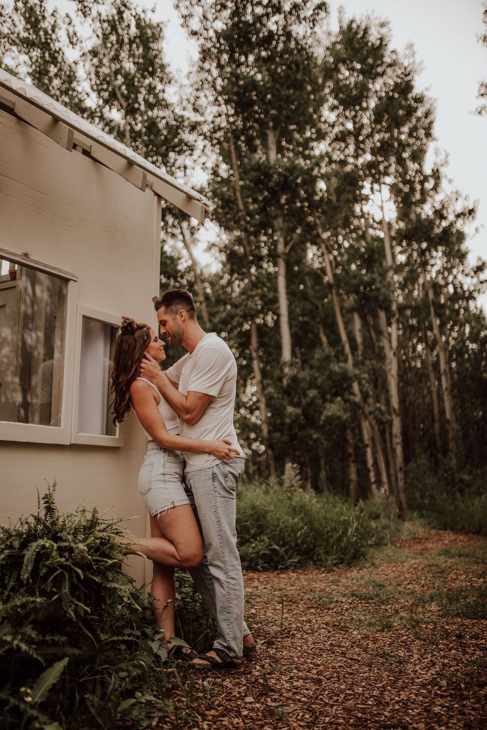 Calgary couple session with treed background