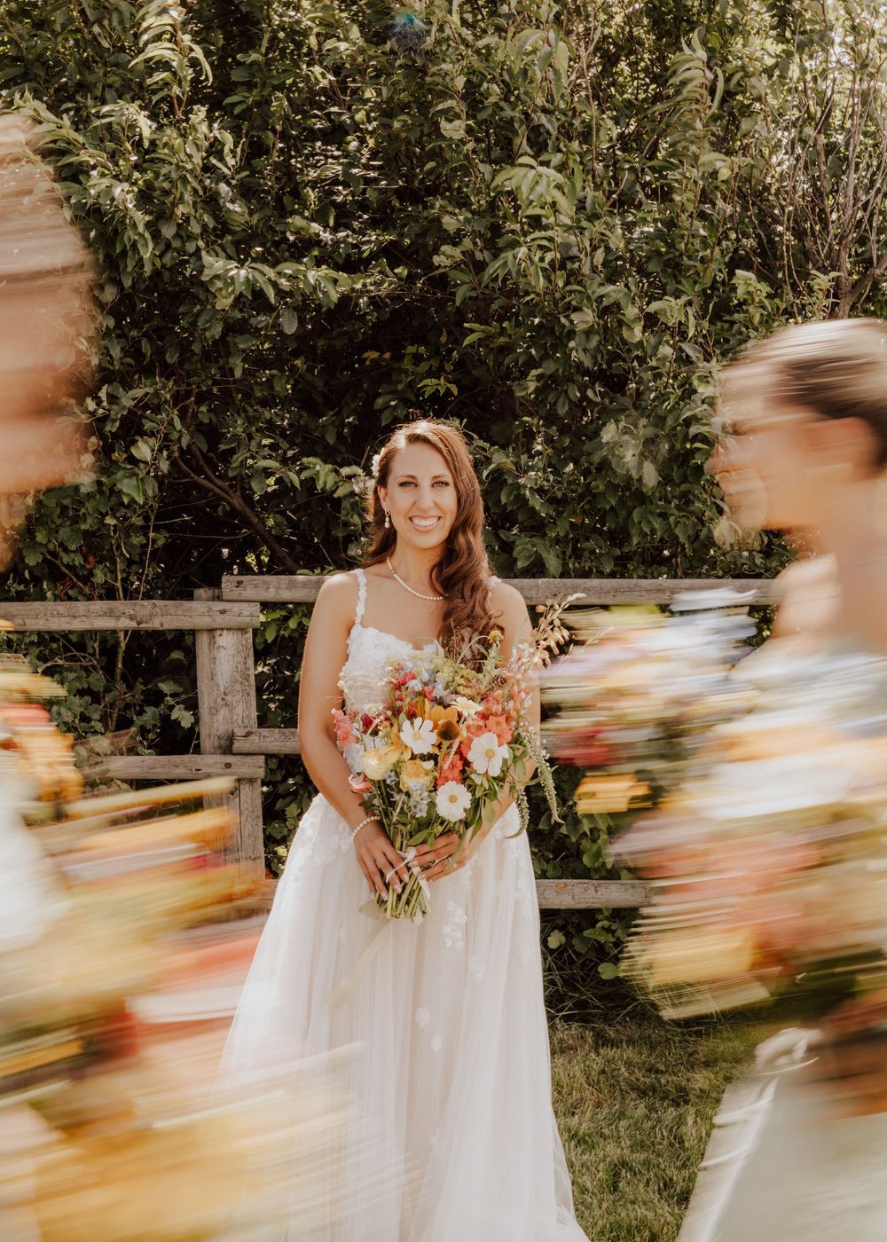 Calgary, Alberta Wedding bridal party with wildflower bouquets