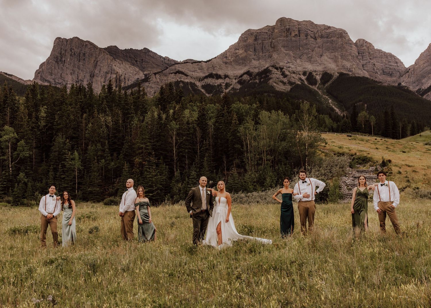 Canmore wedding with mountain background