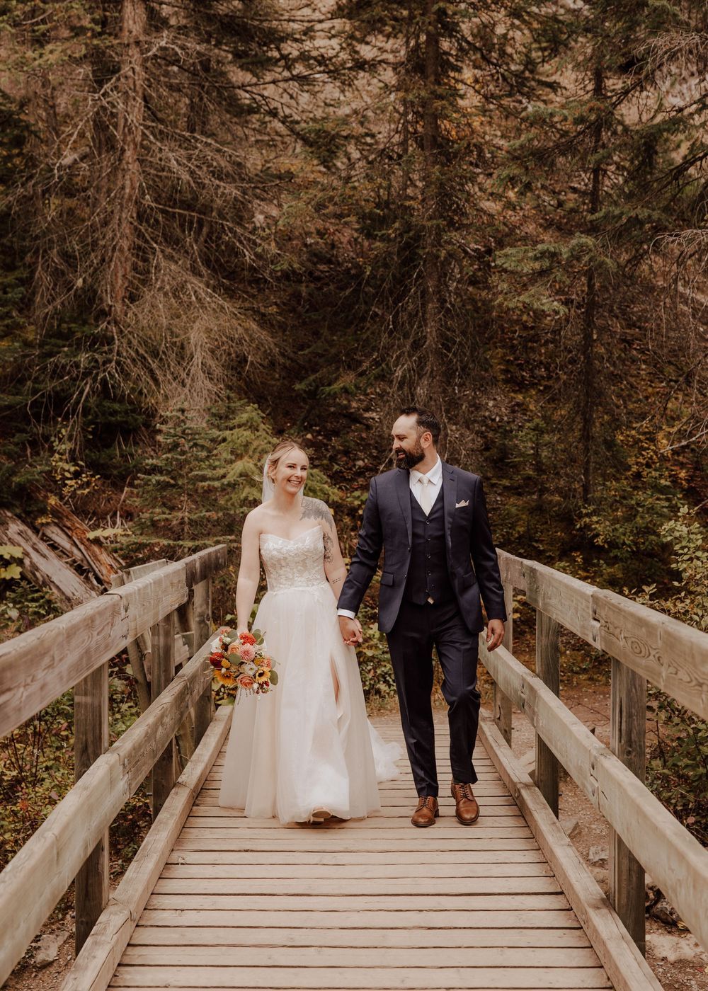 Wedding at Emerald Lake Lodge in Fields British Columbia bride and groom photos
