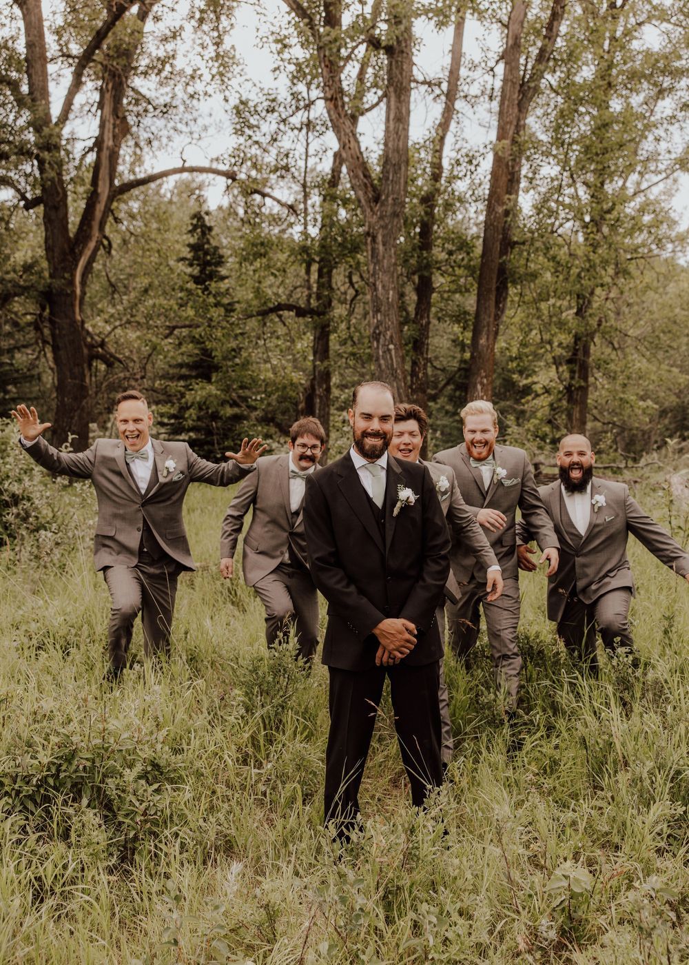 Calgary, Alberta wedding groomsmen and groom photos