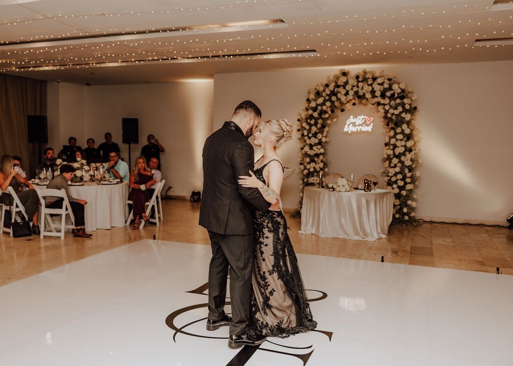 Dreams Playa Mujeres Golf & Spa Resort Wedding first dance with black dress