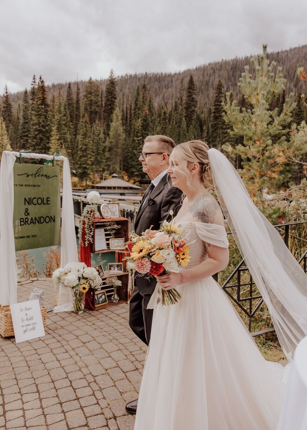 Wedding ceremony at Emerald Lake Lodge in Fields British Columbia