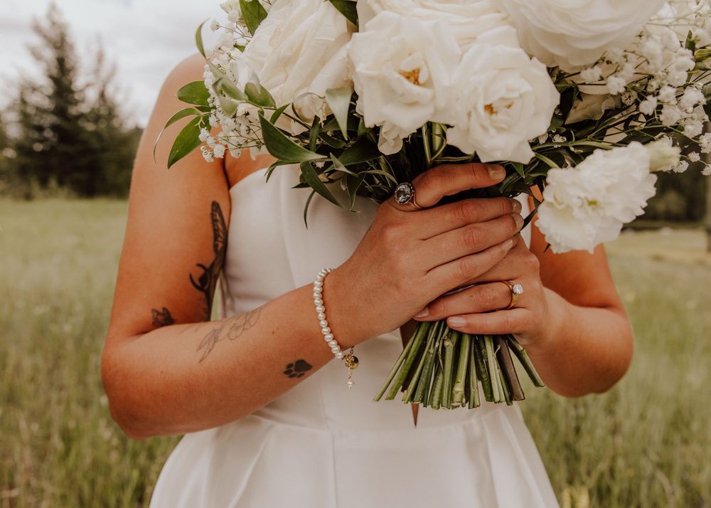 Canmore wedding bridal photos with mountain backdrop