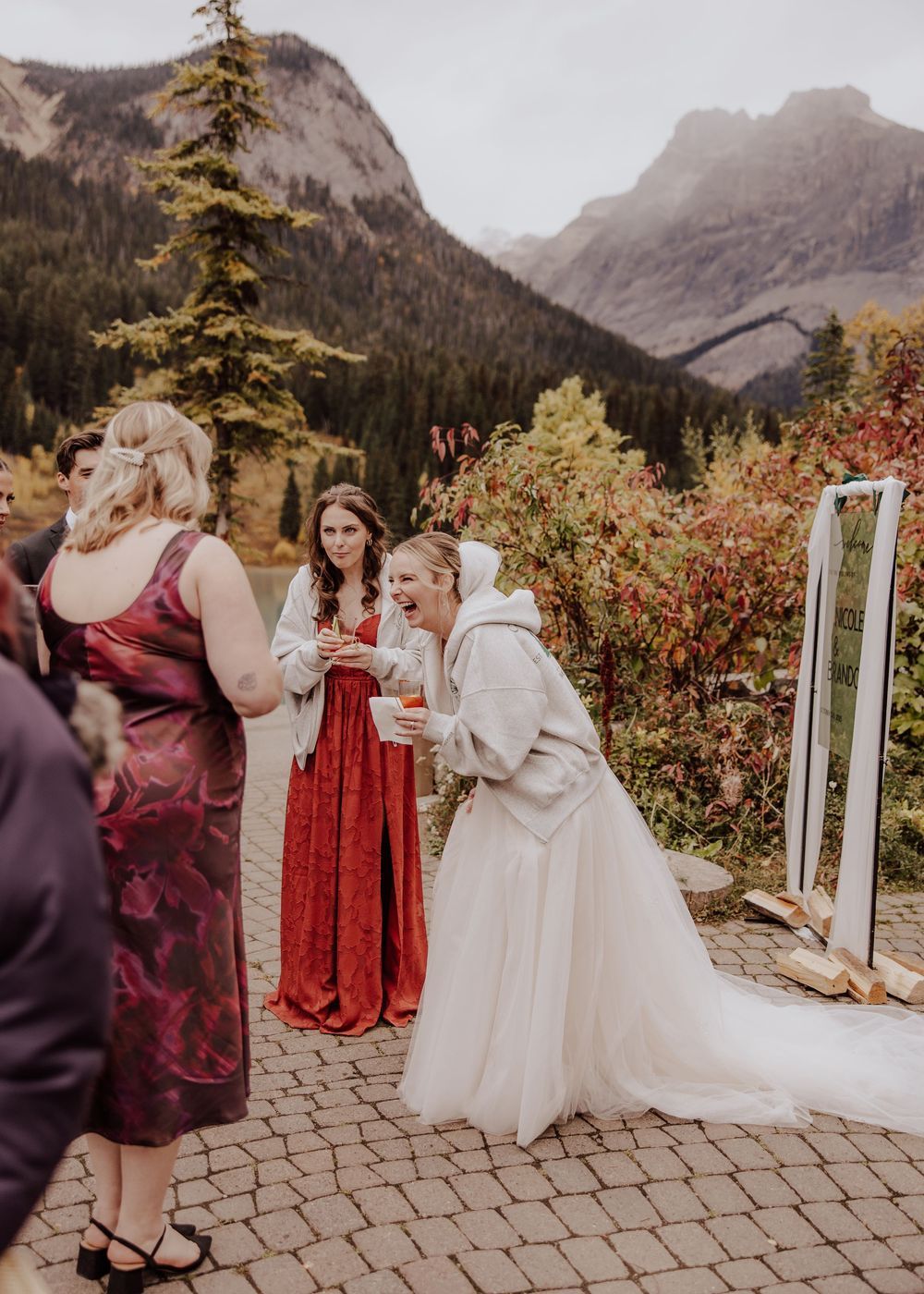 Wedding at Emerald Lake Lodge in Fields British Columbia cocktail hour photos