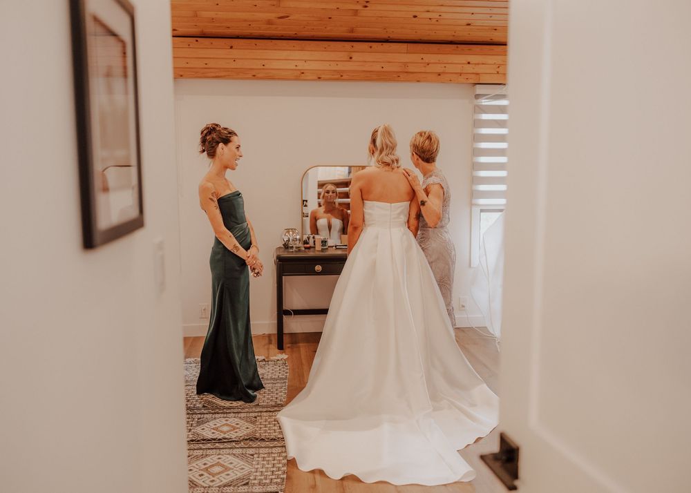 Canmore wedding bride getting ready indoors