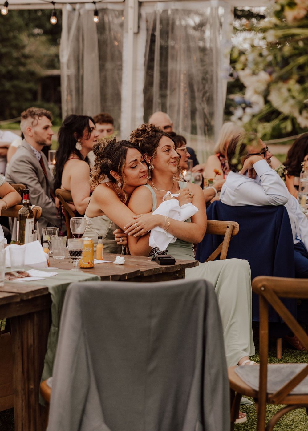 Calgary, Alberta Wedding reception with bridesmaids