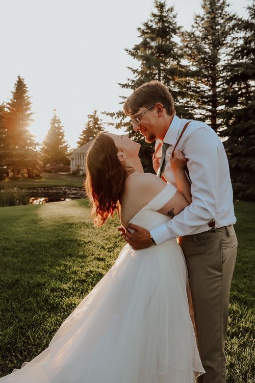 Alberta Wedding at Pine and Pond Wedding Venue bride and groom