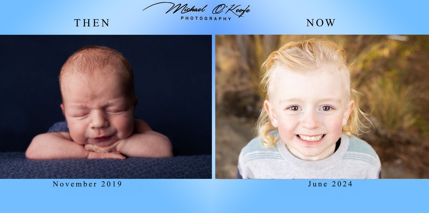Series of professional family portraits displaying different life moments and milestones.