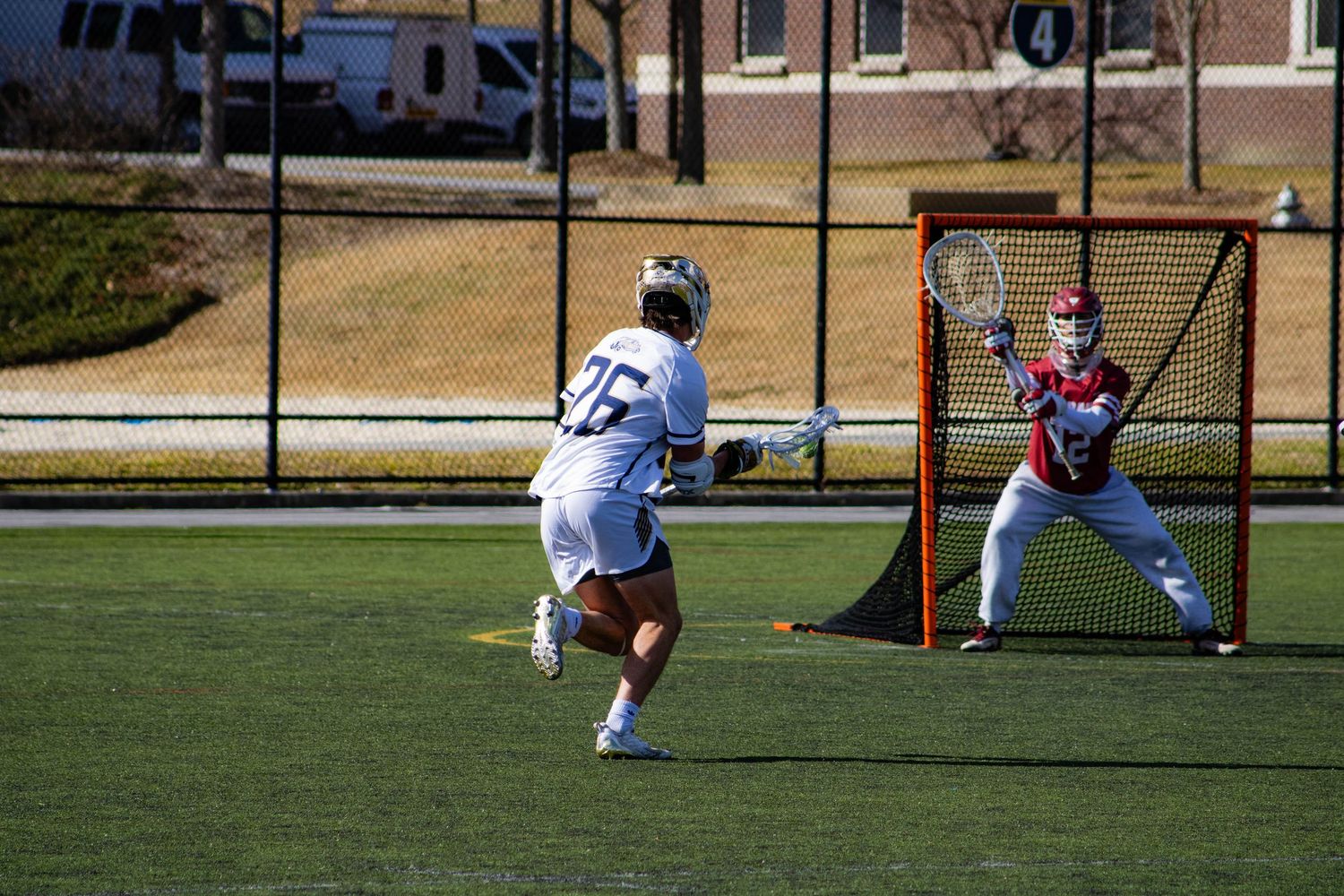 GT Lacrosse scoring on goal.
