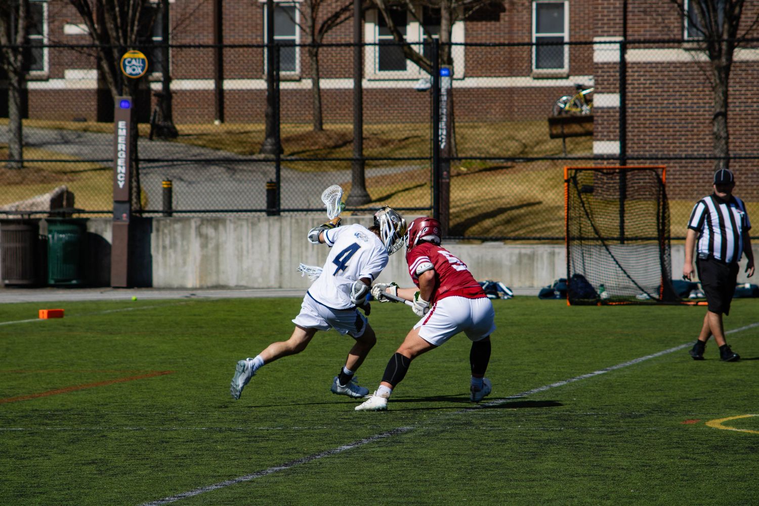 GT Lacrosse behind the net.