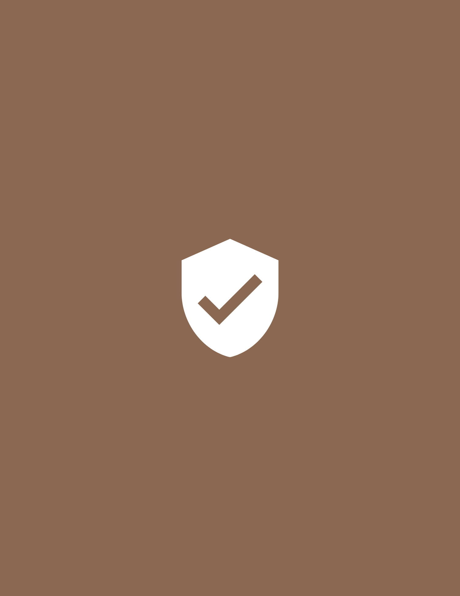 Brown background featuring white geometric shapes and icons.