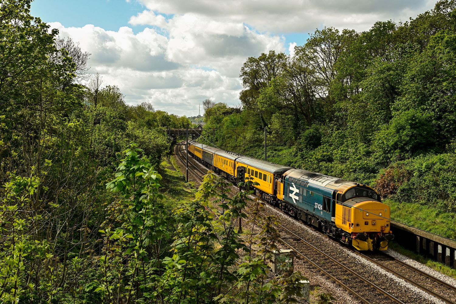 Class 37 locomotive passing through Palmers Green area as scenic railway photography is available as fine art wall prints.