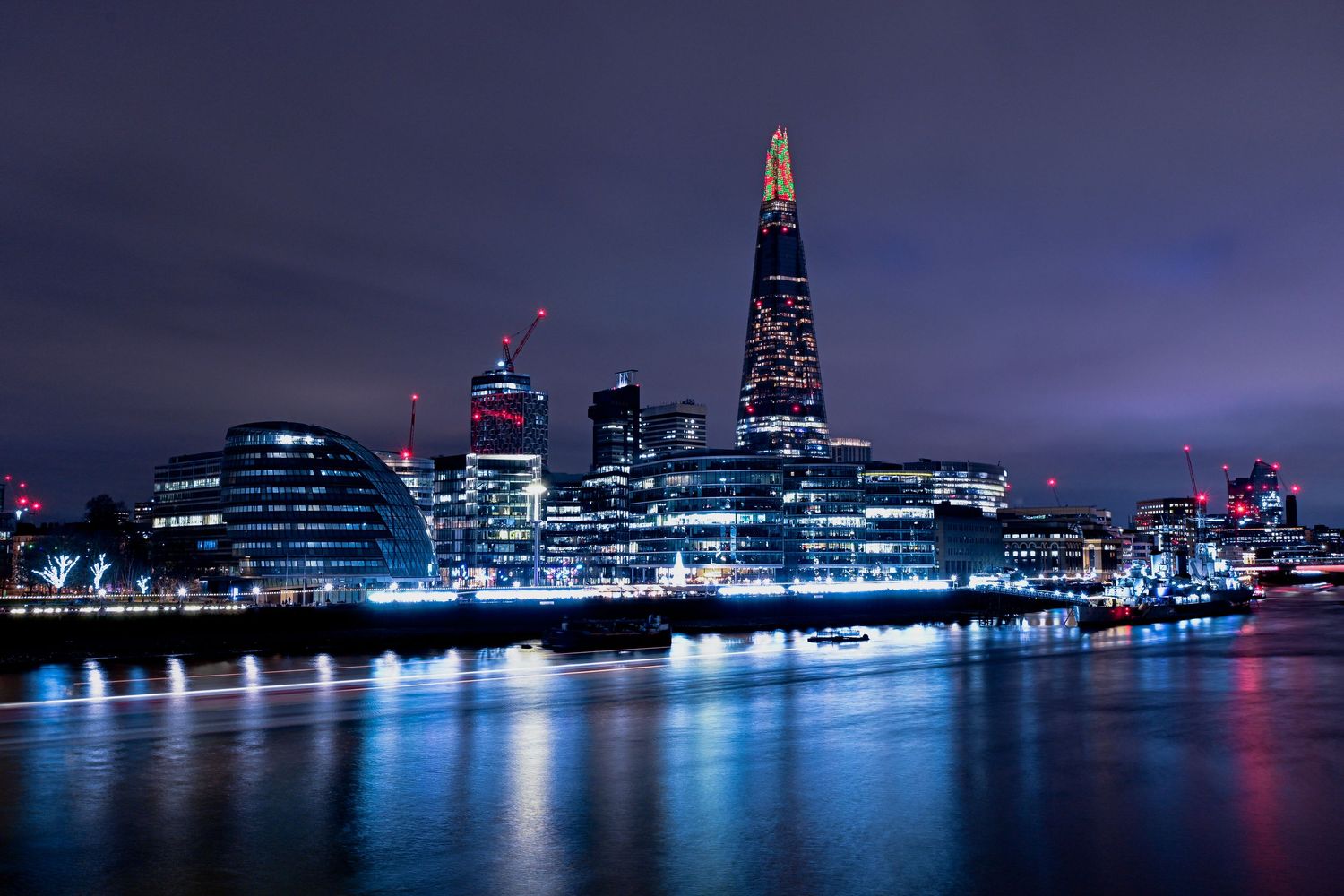London shard during night time.