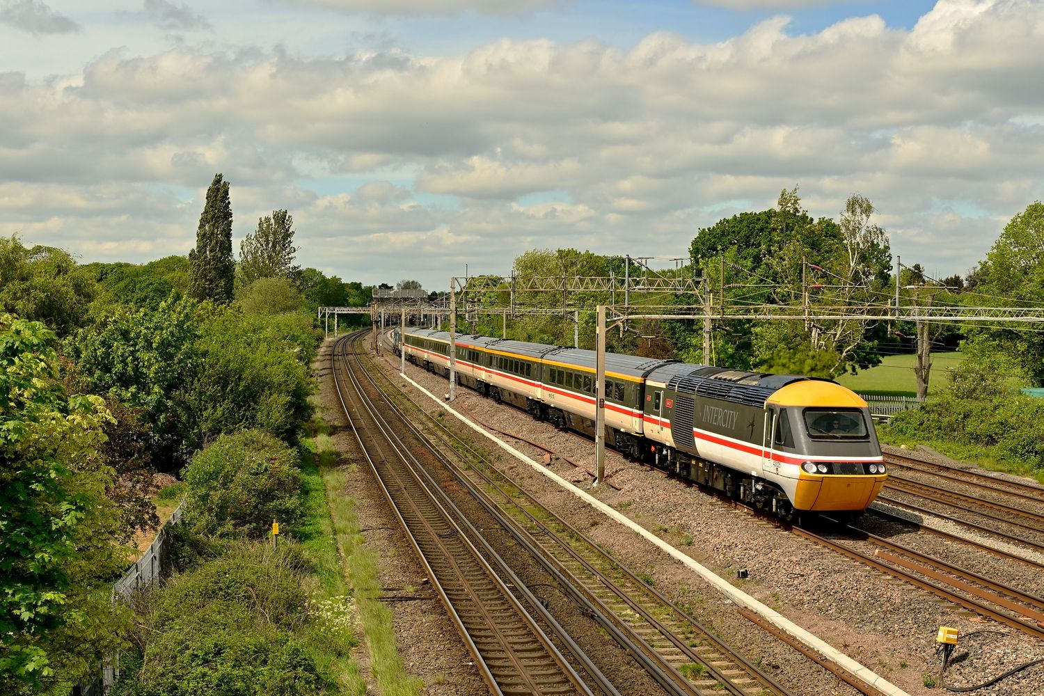 Intercity125 train passing through Headstone Lane as scenic railway photography is available as fine art wall prints.