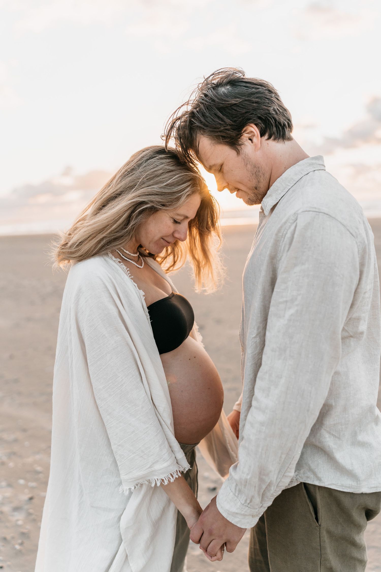 Sunset beach maternity photo