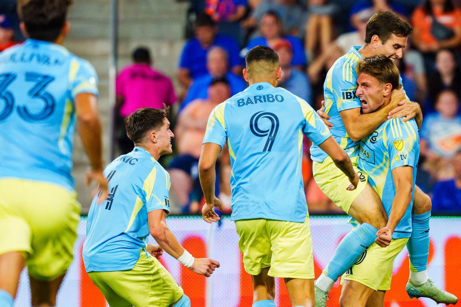 Pavel Bucha #20 of FC Cincinnati celebrates after scoring against FC Cincinnati. (Photo by Chris Carter/Getty Images/Stringer)