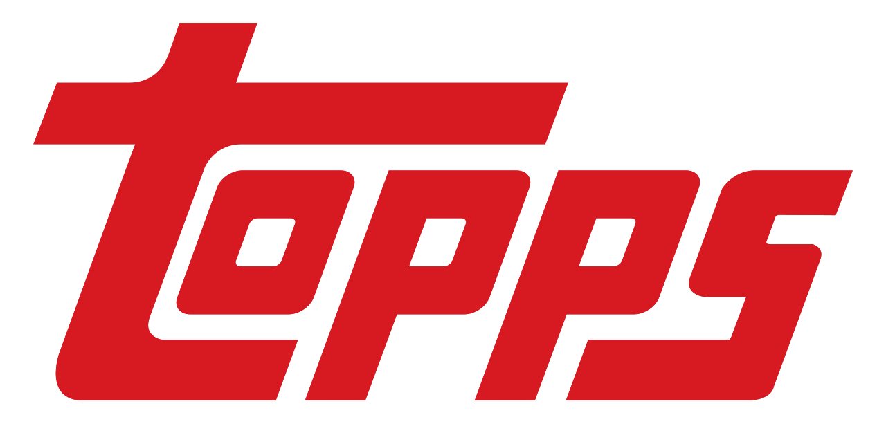 Topps logo in bold red letters on a white background, the iconic trading card company brand.