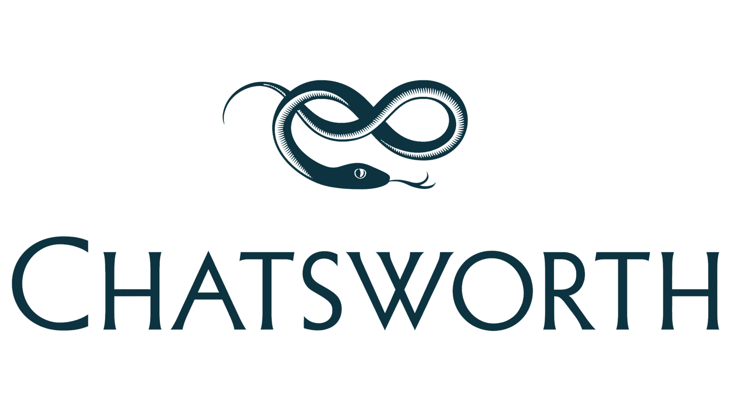 Chatsworth logo with infinity symbol in teal blue.