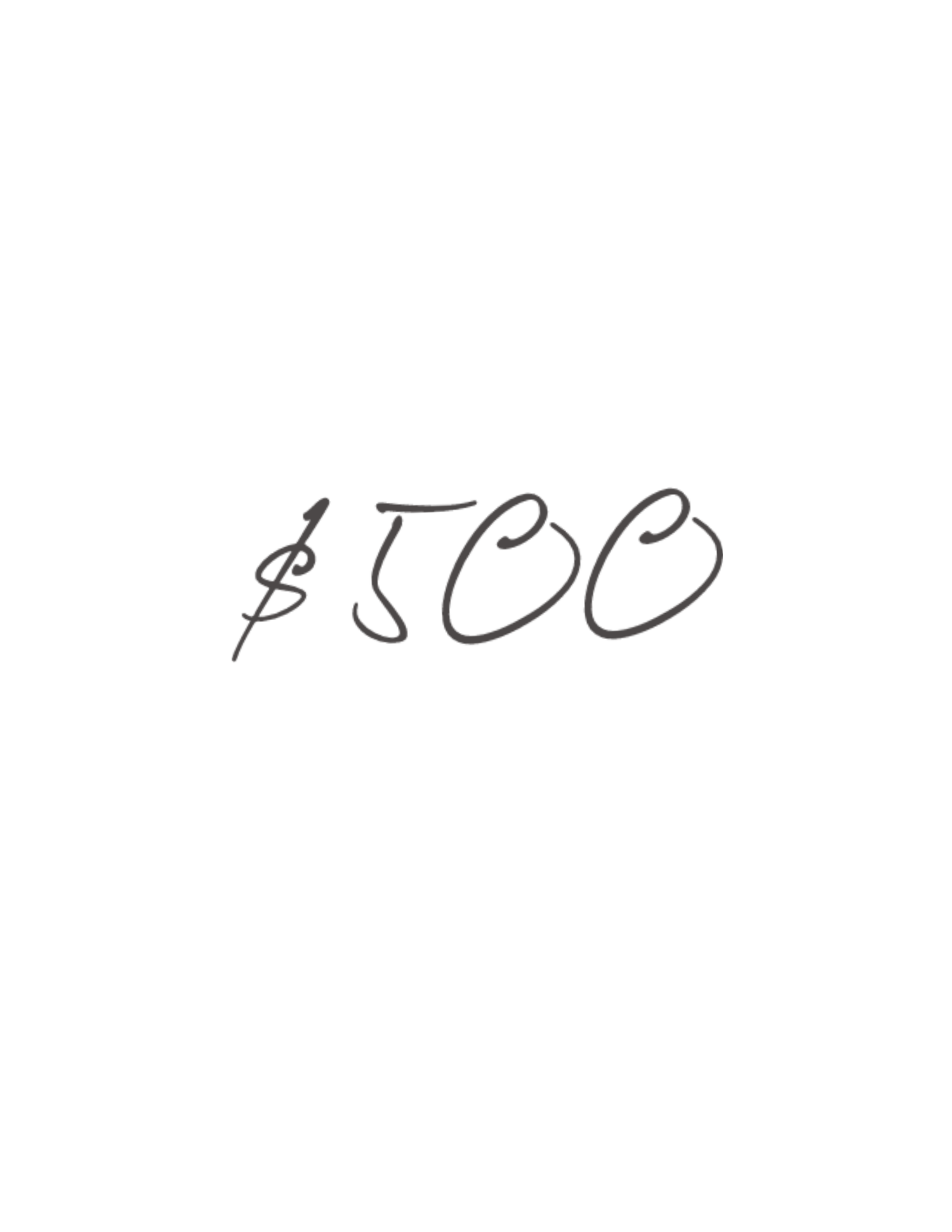 Five hundred dollars in cursive