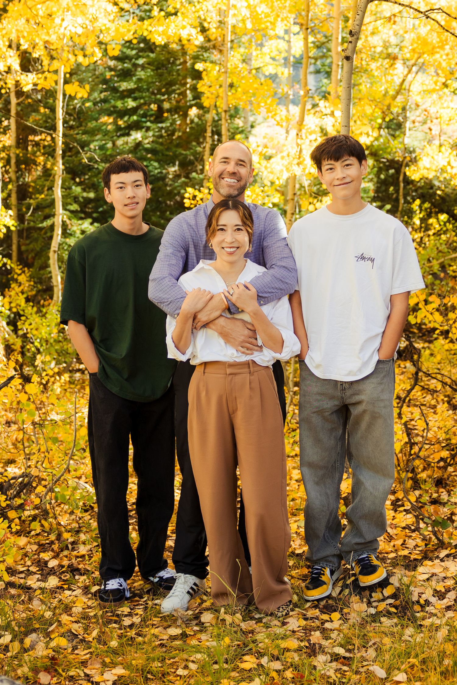 Family at Jordan Pines Campground during fall photography by Av Potter Photo a Utah wedding and lifestyle photographer