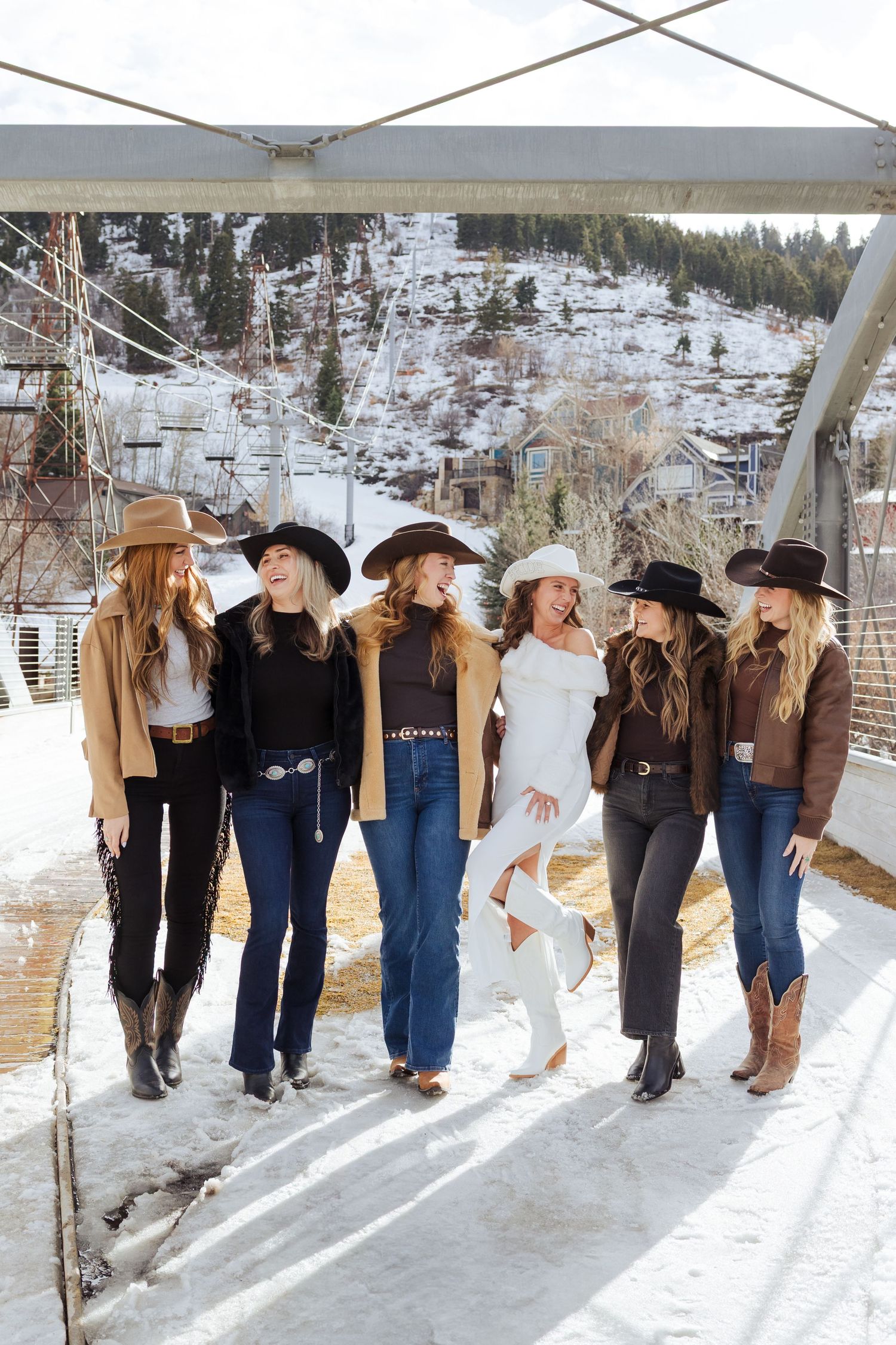 Bachelorette weekend at Park City Main Street, Utah in winter photography by Av Potter Photo a Utah wedding and lifestyle photographer