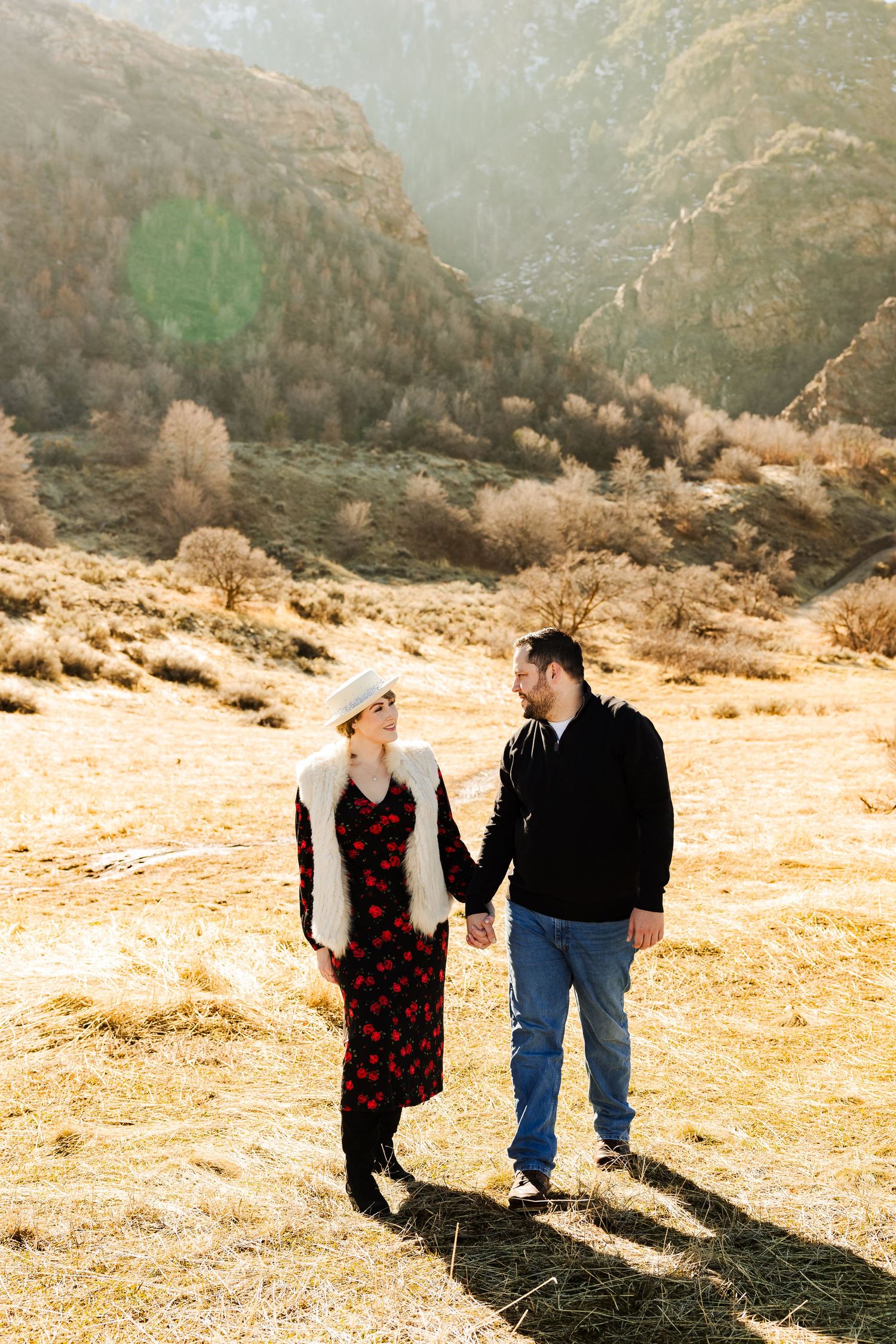 Couple walking at Hidden Valley Park photography by Av Potter Photo a Utah wedding and lifestyle photographer