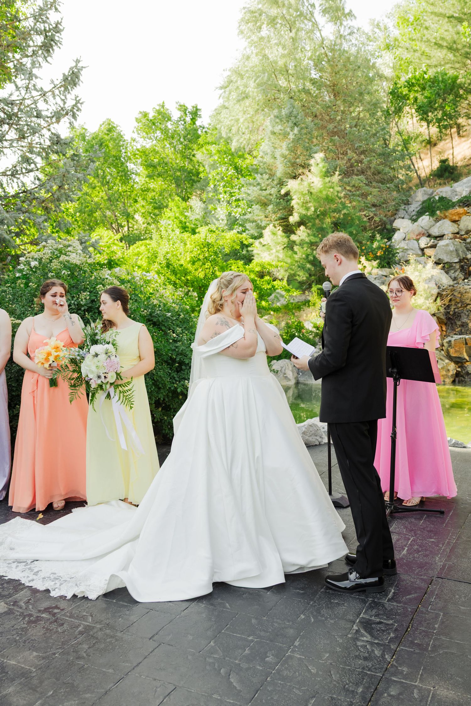 Summer ceremony at Millennial Falls photography by Av Potter Photo a Utah wedding and lifestyle photographer