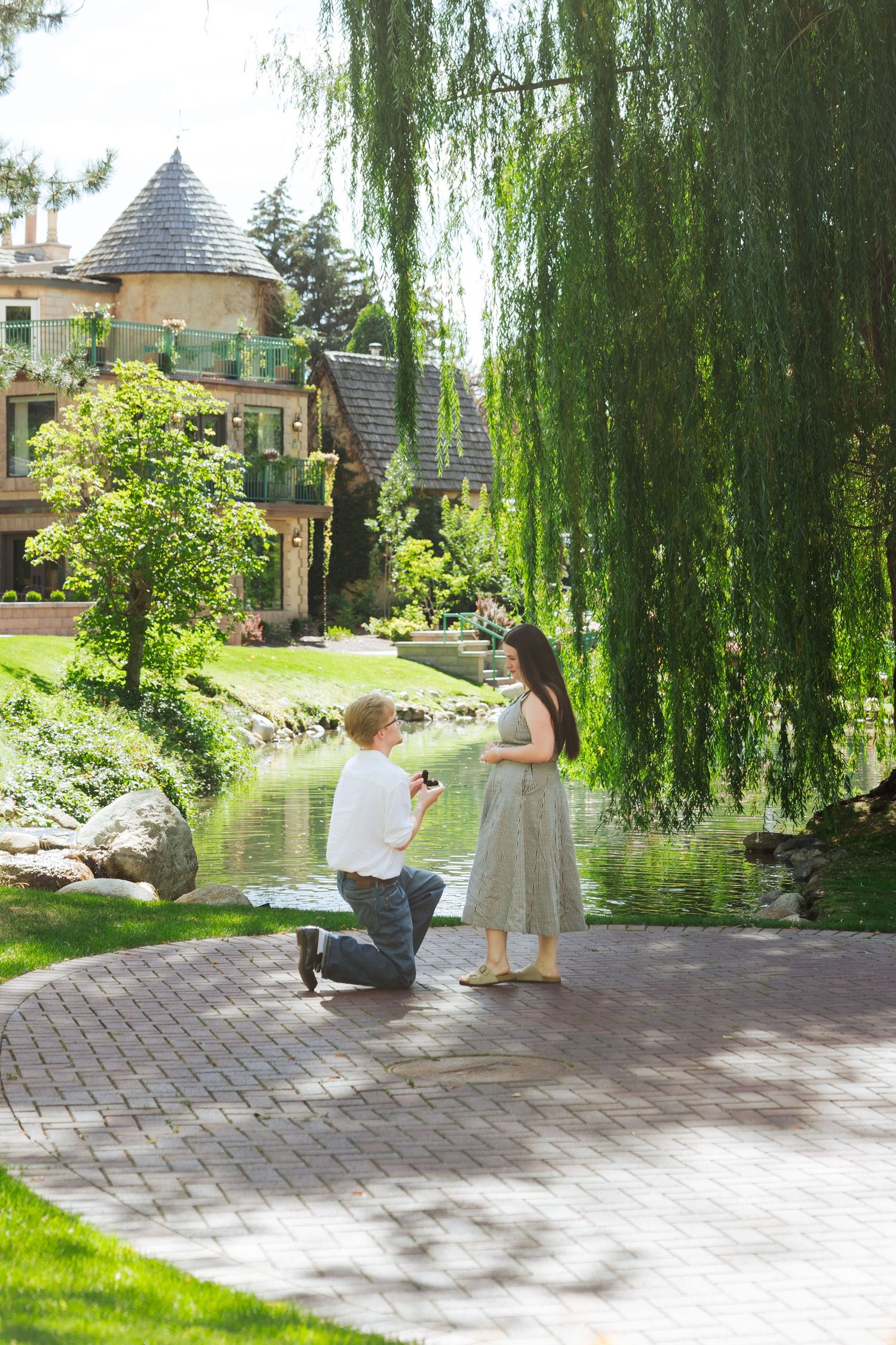 Proposal at La Caille photography by Av Potter Photo a Utah wedding and lifestyle photographer