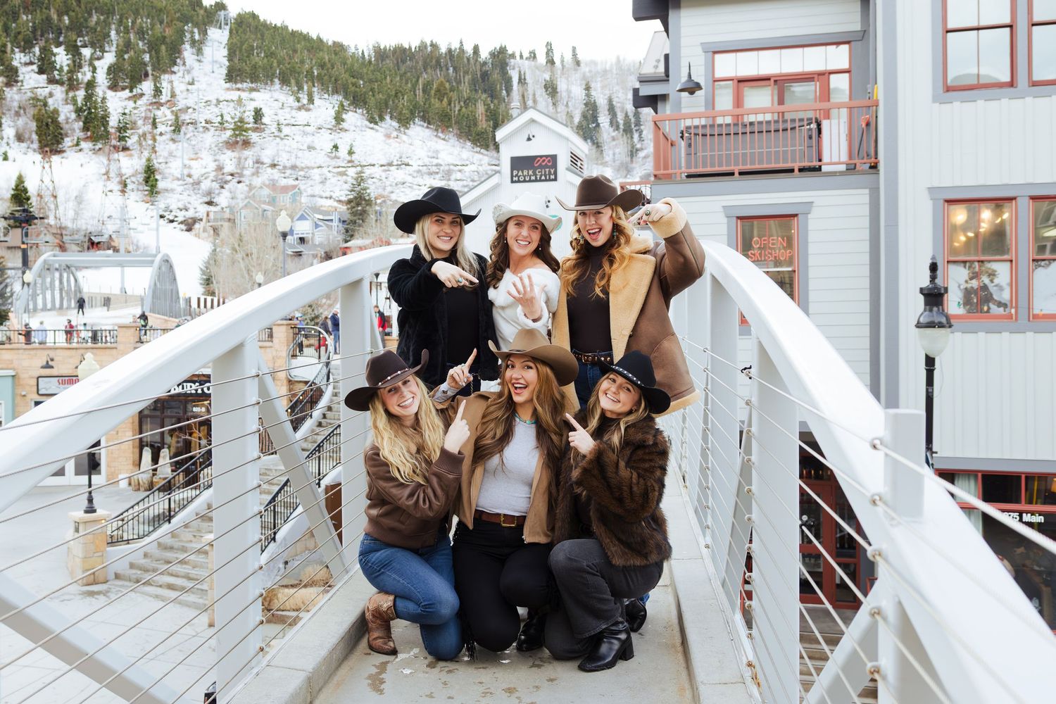 Bachelorette weekend at Park City Main Street, Utah in winter photography by Av Potter Photo a Utah wedding and lifestyle photographer