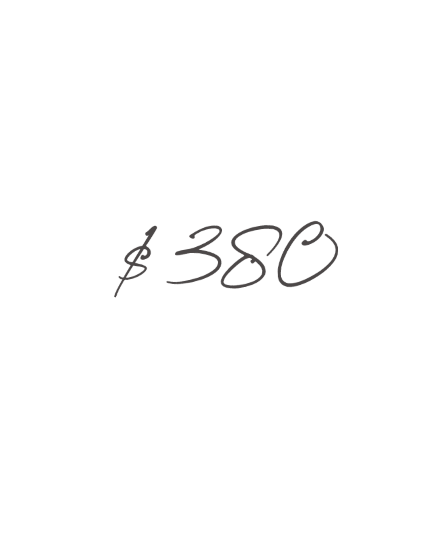 Thee hundred and eighty dollars in cursive