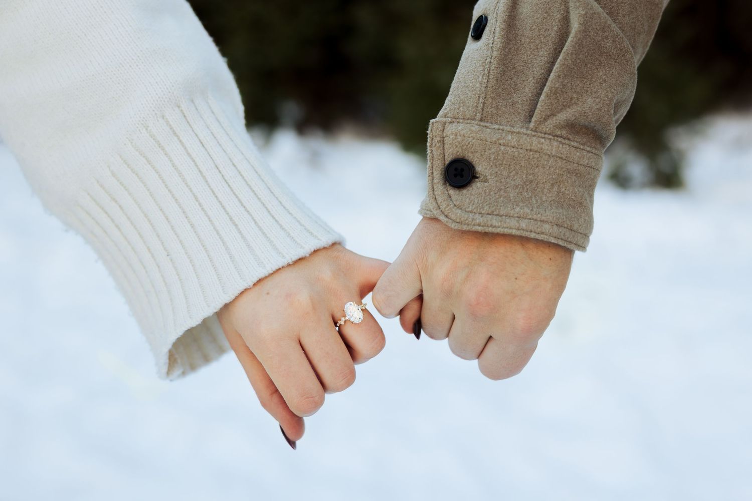 Couple holding pinkies at Jordan Pines Campground photography by Av Potter Photo a Utah wedding and lifestyle photographer