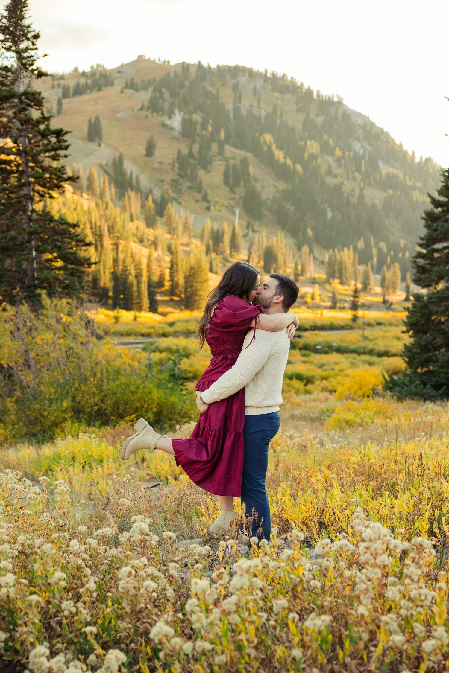 Couple photos at Snowbasin in Big Cottonwood Canyon Utah photography by Av Potter Photo a Utah wedding and lifestyle photographer