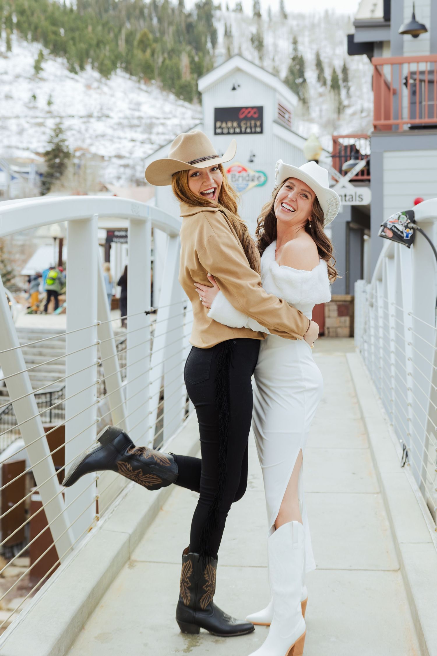 Bachelorette weekend at Park City Main Street, Utah in winter photography by Av Potter Photo a Utah wedding and lifestyle photographer