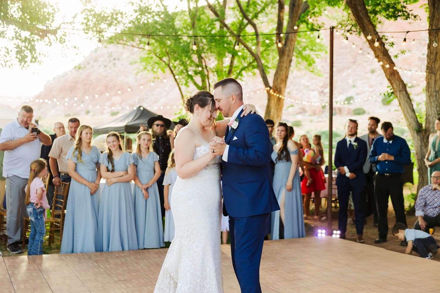Bride and groom dancing at The Lodge at Red River Ranch photography by Av Potter Photo a Utah wedding and lifestyle photographer