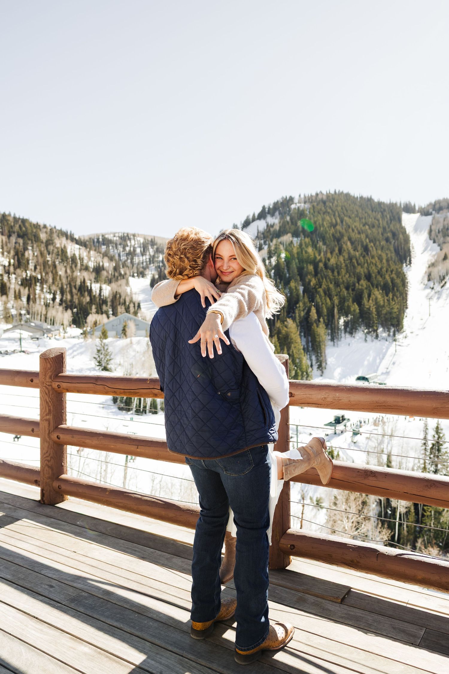 Winter proposal at Stein Eriksenl in Park City photography by Av Potter Photo a Utah wedding and lifestyle photographer