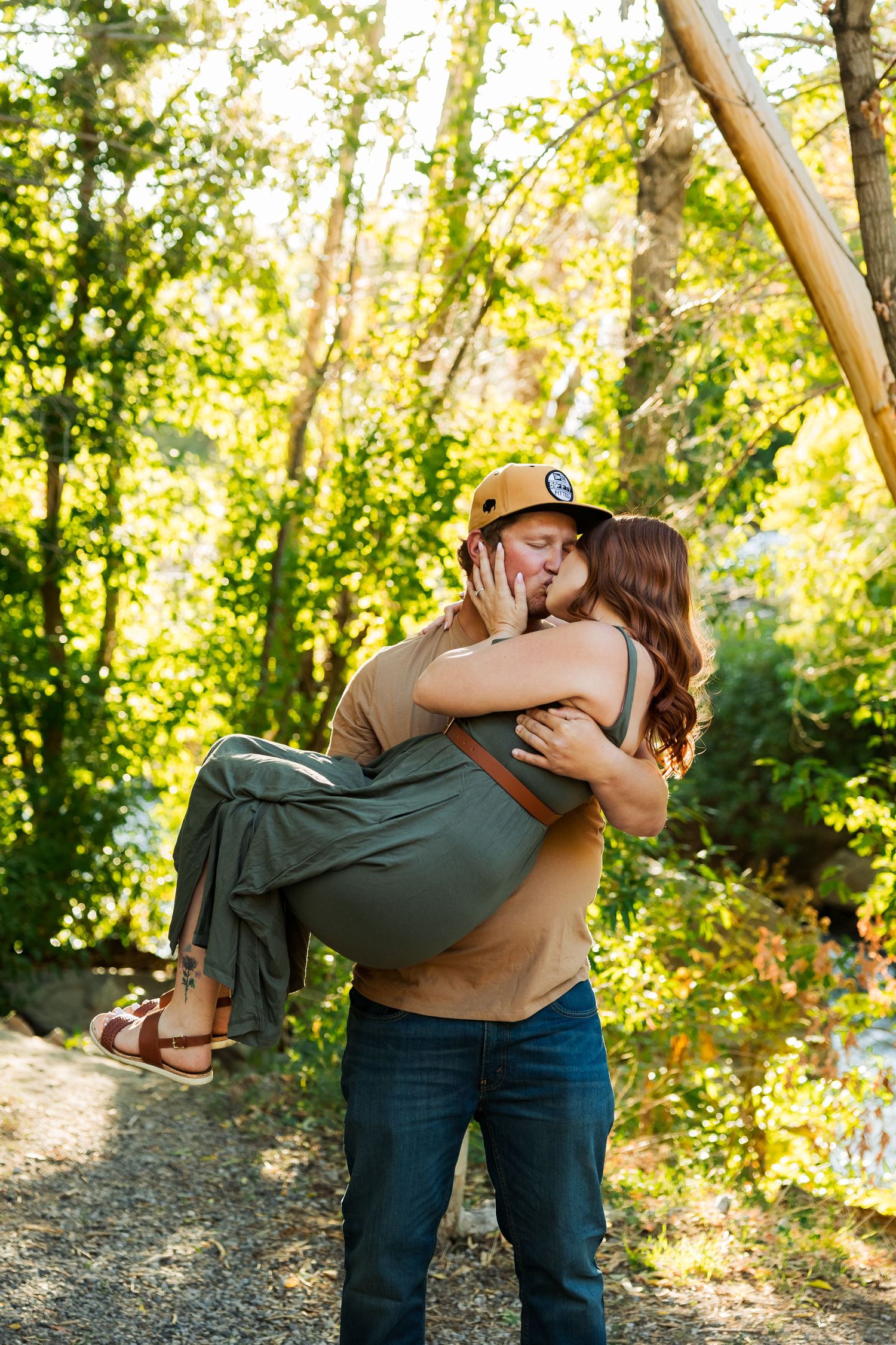 Couple at Bridal Veil Falls photography by Av Potter Photo a Utah wedding and lifestyle photographer