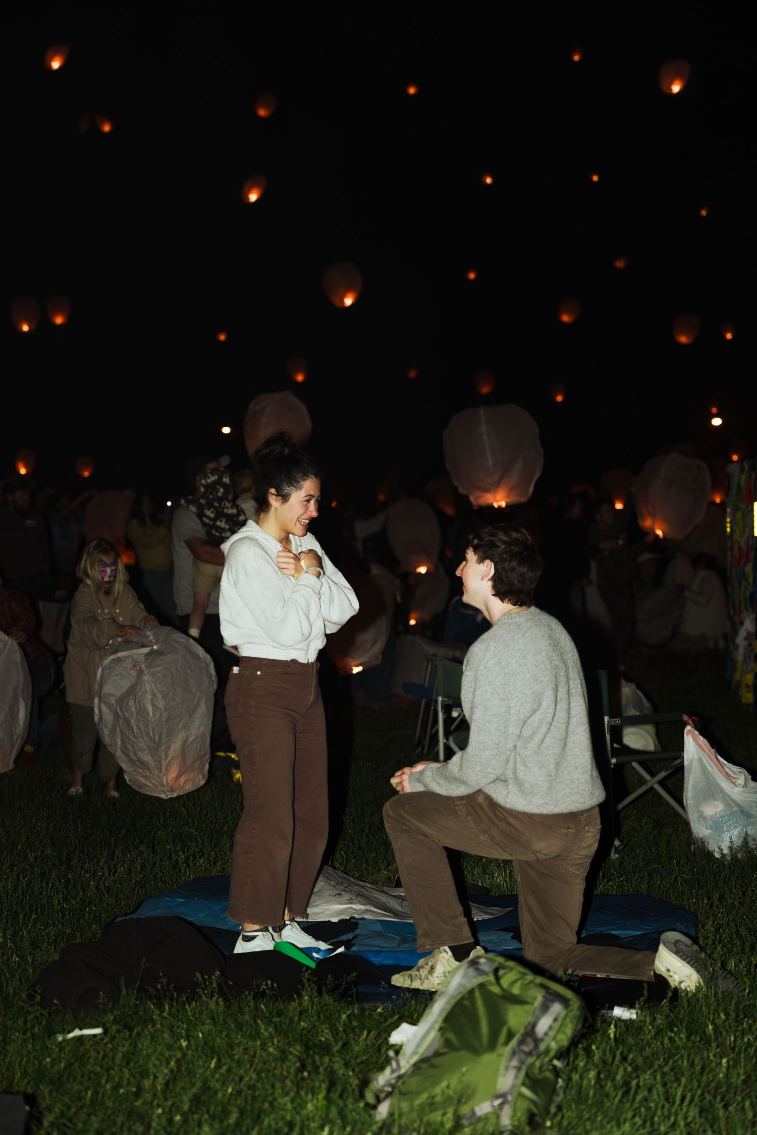 Proposal at Night Light Events photography by Av Potter Photo a Utah wedding and lifestyle photographer
