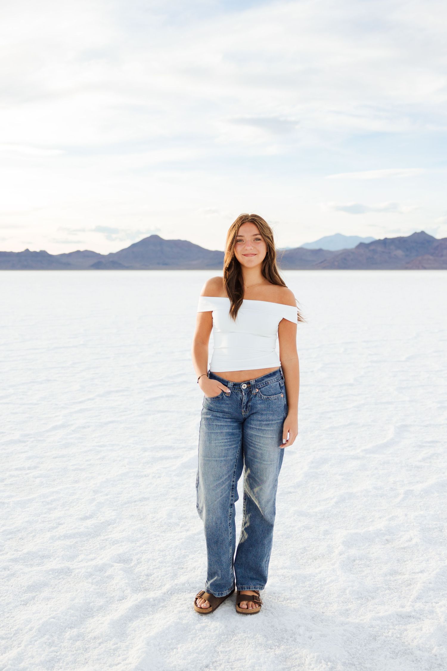 Senior photos at the Salt Flats in Wendover, Utah photography by Av Potter Photo a Utah wedding and lifestyle photographer