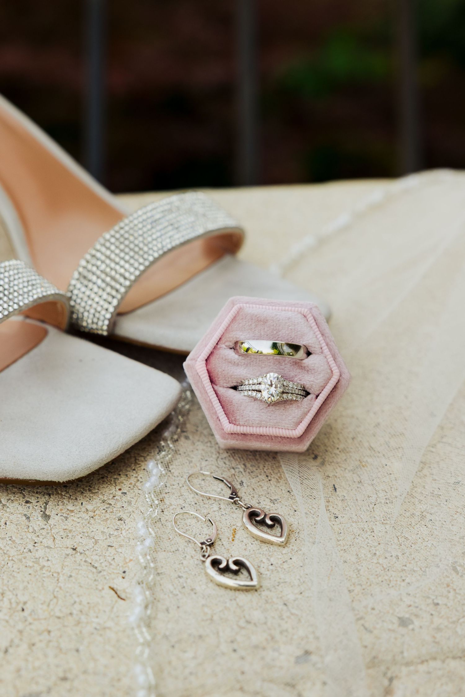 Wedding rings and shoes at Millennial Falls photography by Av Potter Photo a Utah wedding and lifestyle photographer