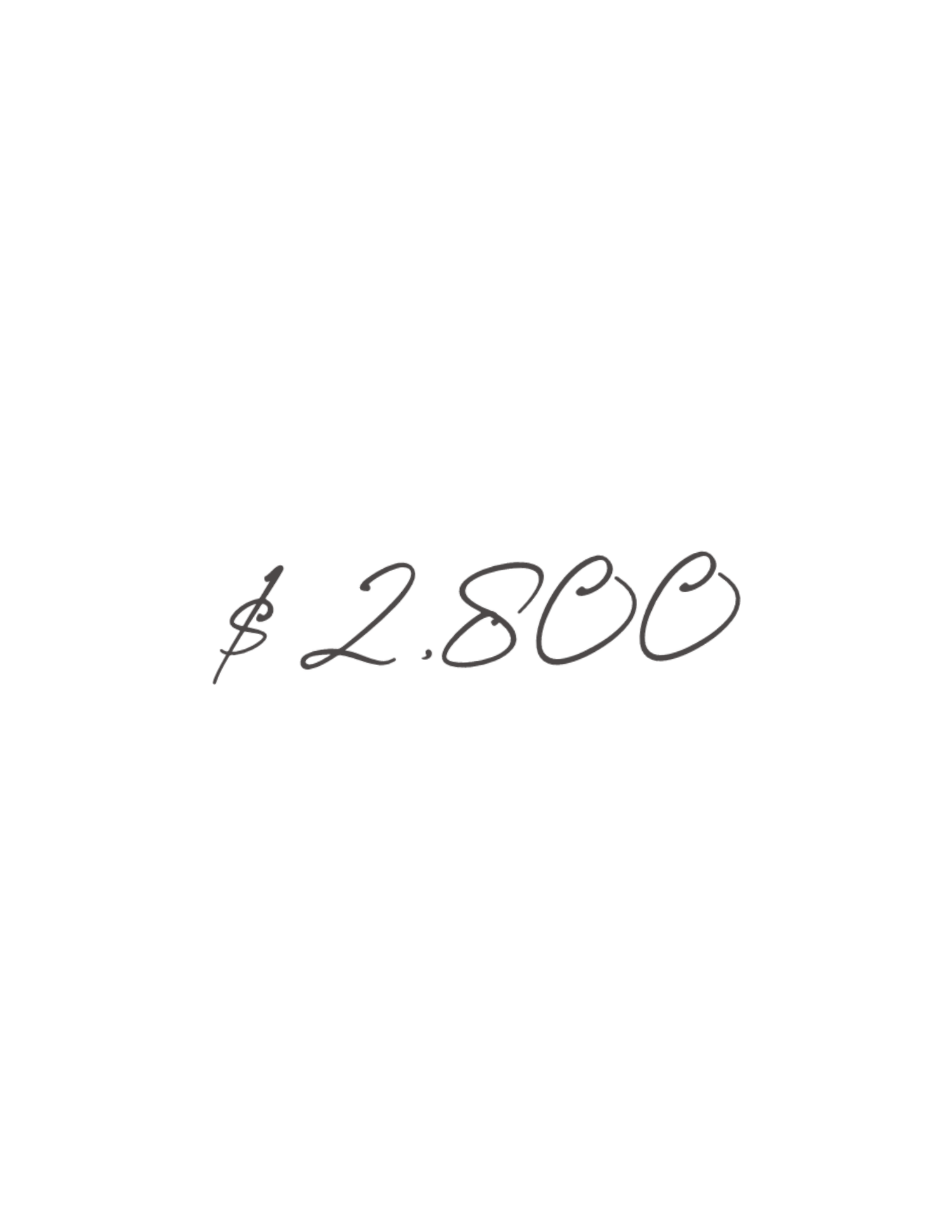twenty eight hundred dollars in cursive