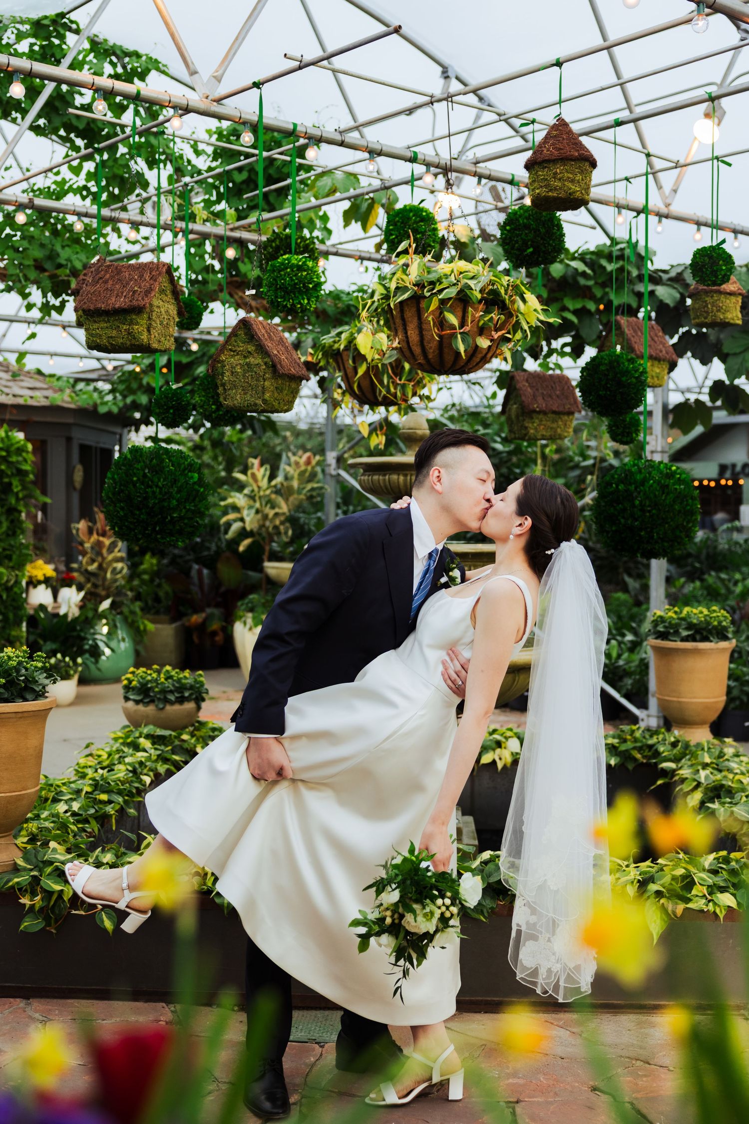 Bride and groom at Cactus and Tropicals in Salt Lake City photography by Av Potter Photo a Utah wedding and lifestyle photographer