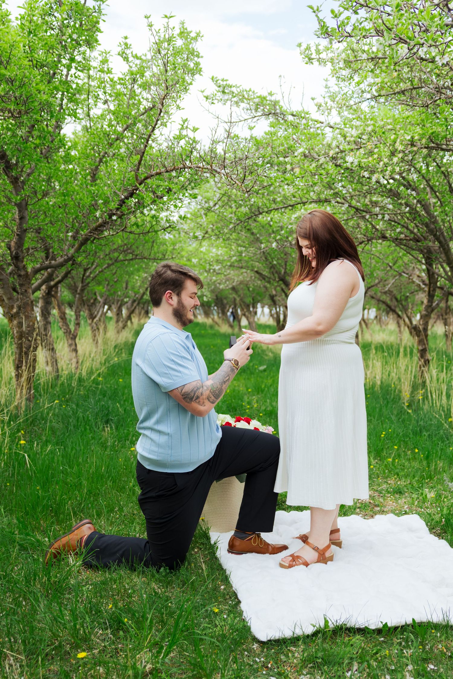 Proposal at Provo Orchards in Provo Utah photography by Av Potter Photo a Utah wedding and lifestyle photographer