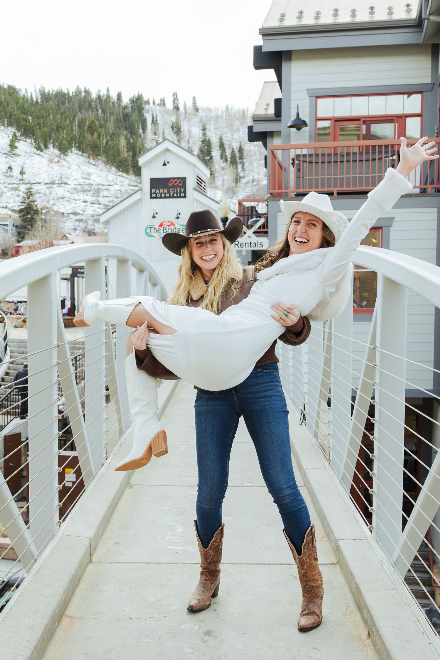Bachelorette weekend at Park City Main Street, Utah in winter photography by Av Potter Photo a Utah wedding and lifestyle photographer