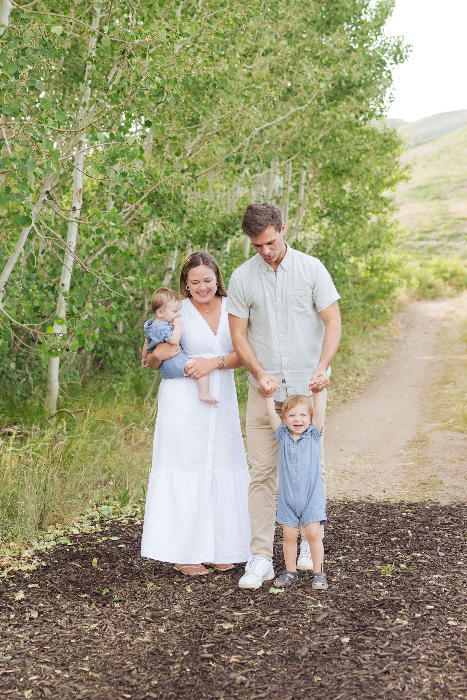 Family walking at Guardsman Pass photography by Av Potter Photo a Utah wedding and lifestyle photographer