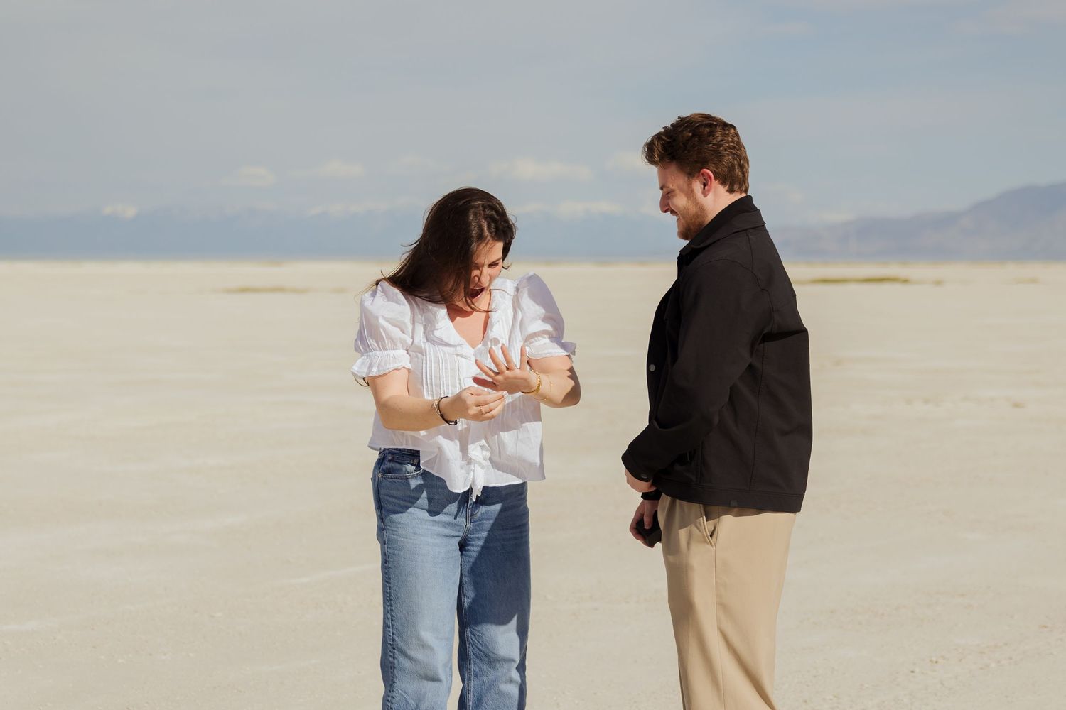 Helicopter Proposal at Stansbury Island in Utah photography by Av Potter Photo a Utah wedding and lifestyle photographer