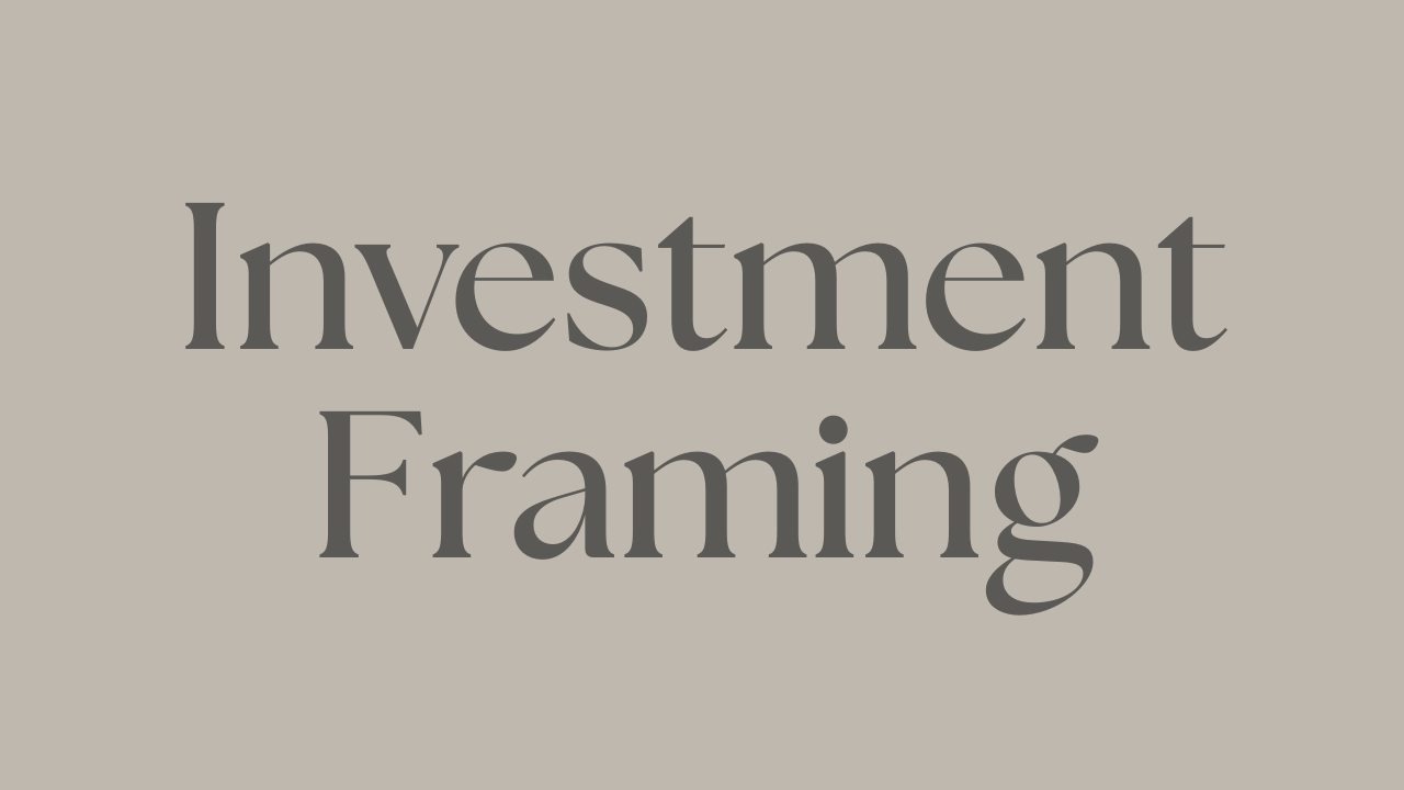 A row of business-related text headings including Investment and Planning displayed on a gray background.