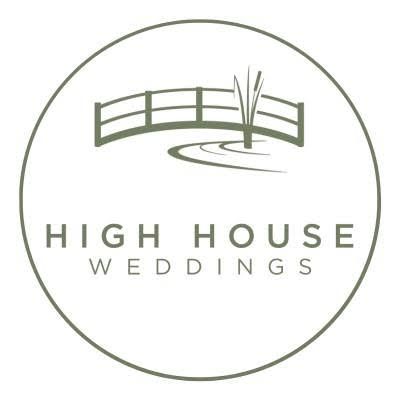 High House Weddings logo featuring a rustic bridge over water with cattails, enclosed in a circular green design.