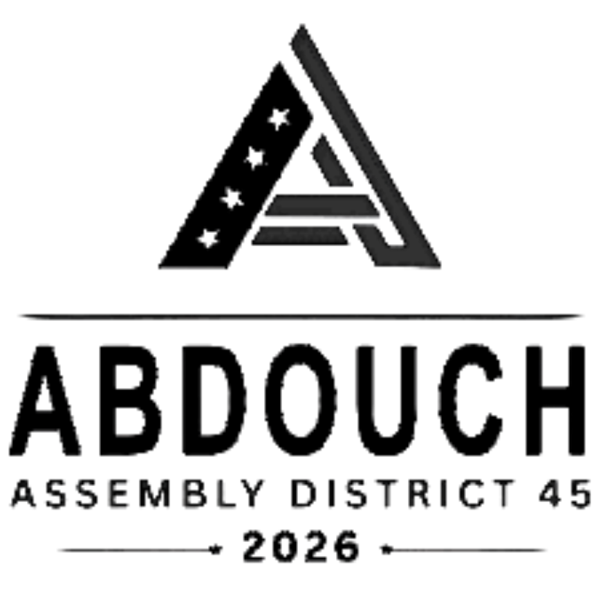 Political campaign logo design for Assembly District 45 candidate Ardouch showing stylized letter A and stars.