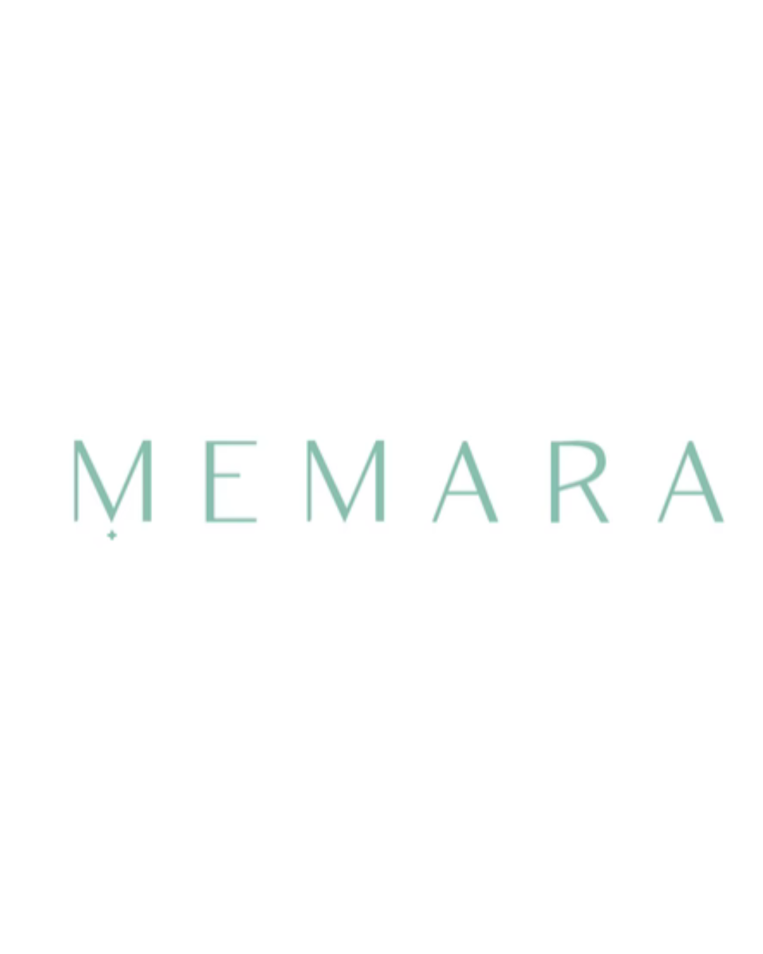 Minimalist turquoise text logo spelling out MEMARA in capital letters.
